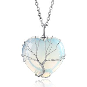 Bestyle – collier avec pendentif en forme de cœur en quartz arc-en-ciel, arbre de vie, pour femmes, bijoux en cristal à porter au quotidien - Product Image 1