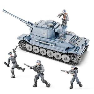 XJ809D alman kaplan ağır tankı çocuk yapı taşları entelektüel oyuncaklar paletli tankı modeli DIY oyuncak yapı taşları (PA00438)