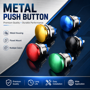 Interruptor de Botón Pulsador con Cabeza de Hongo Metálica IP65, de Acero Inoxidable, Control Momentáneo para Equipos Industriales - Product Image 5
