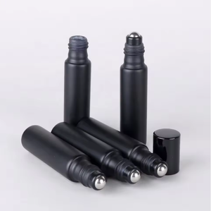 Black Matte Cylinder Cosmetic <b>Bottle</b> with Roller for 10ml Glass Frosted Surface Packaging Silk Screen Printed - Product Image 5