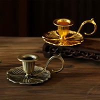 Support de bougie électroplaqué de style antique avec plateau à poignée pour mariage, événement, décoration intérieure