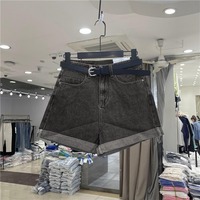 Short en jean sans ceinture pour femme, coupe trapèze, style droit simple, décontracté, pour femmes minces et rondes