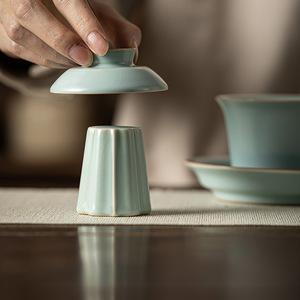 Ru Ware Ceramic Lidded <b>Tea</b> <b>Set</b> Accessory Cone Shape Heat Insulating Mat For Kung Fu <b>Tea</b> Ceremony - Product Image 1