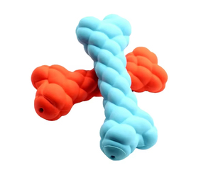 Jouet à mâcher indestructible pour chien en forme d'os plat, en caoutchouc à bulles, résistant aux morsures, interactif, pour le nettoyage des dents et le bricolage sonore - Product Image 4
