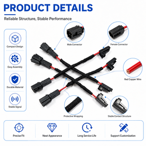 Kabel Konektor 2-Pin 2-Core Pria Wanita Kustom 1534027-1 Wiring Harness untuk Lampu Pintu Mobil Koneksi Plug & Play - Product Image 2