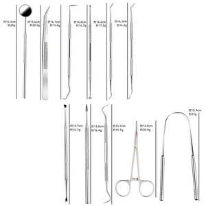11 Piece Stainless Steel Dental Tool Set With <b>Mirror</b> Probe Scissors For Oral Care And Tartar Removal - Product Image 3