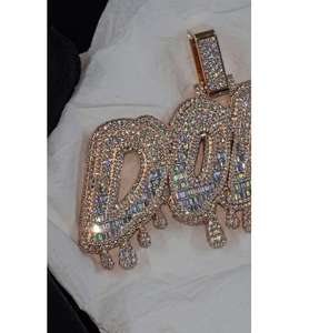 Colgante de Lujo Personalizado para Hombre con Letra y Nombre, Chapado en Oro Rosa, Plata de Ley 925, con Diamantes Moissanite D VVS, Estilo Hip Hop Iced - Product Image 6