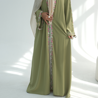 Nouvelle Arrivée Leduo – Abaya Élégante Grande Taille en Polyester pour Femme, Broderie Dentelle Faite Main, Modeste, Respirante, Style Ouvert Dubaï, Ramadan