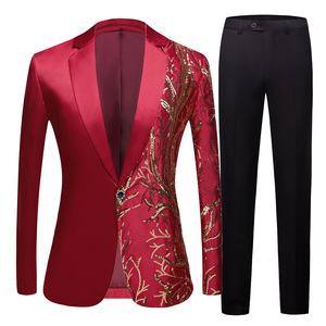 Superventas, traje de rendimiento de seda de alta calidad <span class=keywords><strong>con</strong></span> lentejuelas y un solo botón, traje de chaqueta para <span class=keywords><strong>hombre</strong></span>, moda Sehe - Product Image 3