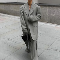 Nouvel ensemble deux pièces en lin de haute qualité pour l'automne : veste ample à revers et pantalon taille haute à jambes larges – Tenue OOTD