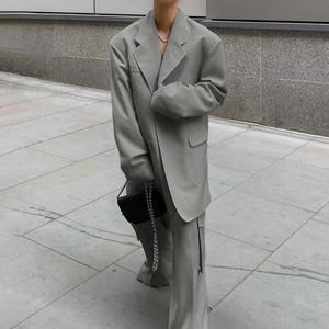 Nouvel ensemble deux pièces en lin de haute qualité pour l'automne : veste ample à revers et pantalon taille haute à jambes larges – Tenue OOTD - Product Image 3