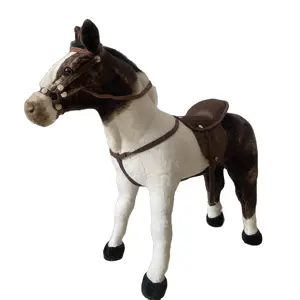 2022 new height class emulational plush standing horse with riding function for children