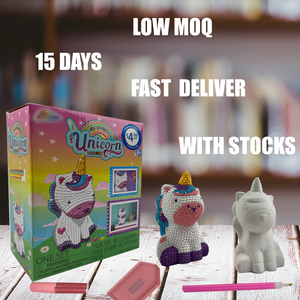 Vente en gros de kits d'artisanat et d'art éducatifs personnalisés à faire soi-même, jouets cadeaux <span class=keywords><strong>pour</strong></span> enfants, peinture au diamant en plâtre de licorne <span class=keywords><strong>pour</strong></span> enfants - Product Image 2