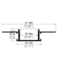 Profil de mur sec d'OEM 62*14mm pour le plâtre de bandes menées-dans le panneau de gypse encastré a mené le profil en aluminium
