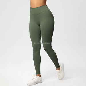 Leggings Deportivos de Cintura Alta para Mujer, Talla Grande XXL, Color Durazno Sólido, para Gimnasio, Yoga, Compresión, Secado Rápido, Directo de Fábrica - Product Image 2