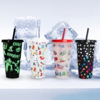 Gobelet de football réutilisable en plastique de 24 oz, écologique, à changement de couleur, imprimé football, pour la Coupe de football 2026, souvenir de fête