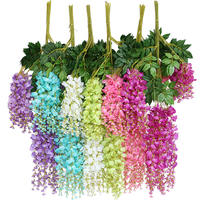 JN Wholesale 12Pcs/sac Fleurs artificielles de glycine suspendues pour décoration de plafond de mariage, restaurant et salle de réception