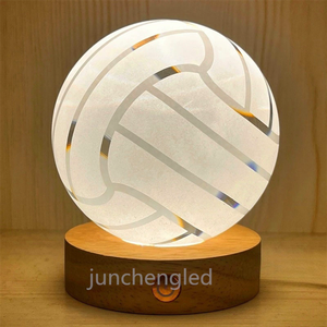 3D Football Crystal Ball Night <strong>Light</strong> <strong>Wooden</strong> Base Dimmable 3.15 Inch Planet <strong>Model</strong> Nightlight Science Astronomy Learning Toys - Product Image 4