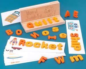 木の綴りの言葉ゲーム子供木製のおもちゃを学ぶ子供のための初期の教育玩具モンテッソーリ素材アルファベットパズル