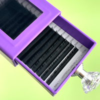 Ekstensi Bulu Mata Pribadi Logo Sendiri Matte Black Faux Mink Velvet Cashmere Volume Lashes Korea PBT 8mmCC