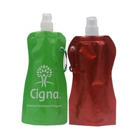 Pochette d'eau pliable personnalisable avec logo, avec bouchon verseur de qualité alimentaire, 500 ml, sac réutilisable anti-fuite pour jus et aliments visqueux