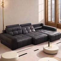 Canapé-lit sectionnel gonflable électrique fonctionnel trois places pour salon, nouveau modèle 2025, inclinable et rétractable en cuir véritable