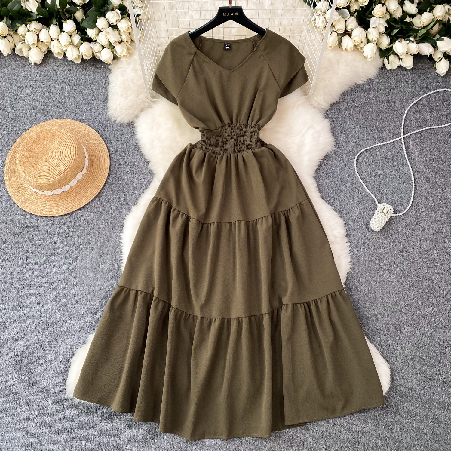 Summer Casual Dress Women High Waist Midi A-Line Dress Ladies Elegant  Dresses Clothes Women Wholesale| Alibaba.com