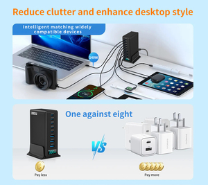 Chargeur Adaptateur Multiport 380W GaN 5C3A USB C Super Charge Rapide PD 100W pour Ordinateur Portable, <span class=keywords><strong>iPhone</strong></span> <span class=keywords><strong>Apple</strong></span>, Station de Charge Téléphone - Product Image 2