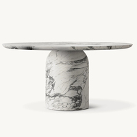 Meubles de salle à manger de luxe personnalisés Kumusi, table à manger ronde moderne en marbre naturel / travertin beige, 2 à 8 places