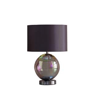 Lámpara de Mesa Artie Orb de Vidrio Cromado Iridiscente, Pantalla Negra de 18.75 Pulgadas, Iluminación LED Contemporánea para Dormitorio - Product Image 1