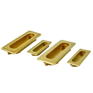 RecesHandle Brass Cabinet Hardware Flush Pull Recessed Invisible Flat Finger Pull with 2 Screw for Sliding Door Drawer