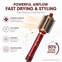 Sèche-cheveux ionique Torlin 50 % plus rapide avec brosse chauffante, 100 000 tr/min, affichage numérique, lissage et bouclage, arrêt automatique après 40 minutes
