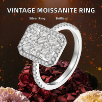 Ensemble de bagues classiques pour femmes en argent 925 avec moissanite taille princesse sertie à griffes pour anniversaire - Certifié GRA