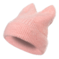 Bonnet d'hiver chaud et chic pour femme 2024, avec oreilles de chat mignonnes, couleur unie, broderie 3D faite à la main, idéal pour les voyages