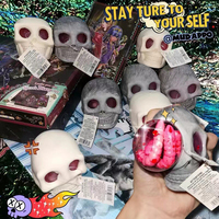 Jouet à presser en plastique en forme de crâne pour Halloween - Personnalisable, plusieurs couleurs, anti-stress, cadeau surprise