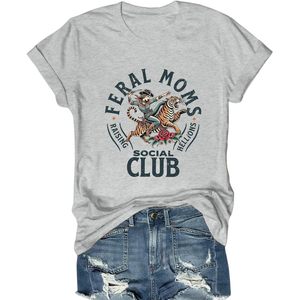 T-shirt FOXA Feral Moms Social Club pour femme, motif graphique vintage Western sérigraphié, 100 % coton, jersey respirant - Product Image 1