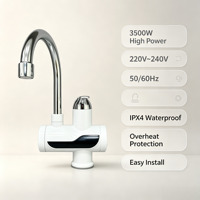 Robinet d'eau électrique à chauffage instantané en plastique, bec pivotant chromé, commande manuelle, affichage LED, pour extérieur, hôtel, voiture