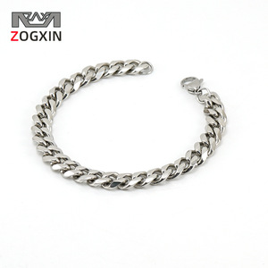 Zogxin Men's Stainless Steel Cuban Chain Bracelet 7mm Hexagon Geometric Hip Hop Jewelry Gift - Product Image 1