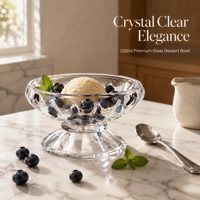 Bol à glace en verre gaufré, plat de service vintage pour desserts, style européen, vaisselle de café, OEM