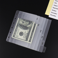 A5/A6/A7 6 intercalaires transparents en PP à 6 onglets pour enveloppes de trésorerie, sans fermeture éclair, pour feuilles mobiles, système d'enveloppes de budget, portefeuille