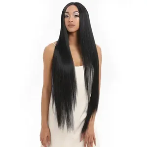 Wholesale High Quality Premium Fiber Heat Resistant Natural Long Straight 38 Inch Ombre Blonde Synthetic Lace Front Wigs