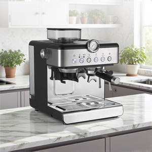 Machine à expresso semi-automatique électrique en gros avec 2 boutons de commande et moulin intégré – Appareil à café domestique durable - Product Image 1