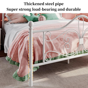 Cadre de lit plateforme King Size en métal noir, base robuste avec tête et pied de lit, support à <span class=keywords><strong>lattes</strong></span> en acier - Product Image 3