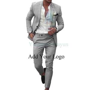 Nouveau design hommes <span class=keywords><strong>costume</strong></span> deux pièces bouton lin coton lin couleur unie <span class=keywords><strong>croisé</strong></span> <span class=keywords><strong>costume</strong></span> hommes - Product Image 4