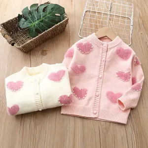 Casaco infantil de malha com flores, blusa de manga longa jacquard, roupas de criança, primavera e outono, 2022