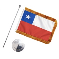 Drapeau de bureau du Chili avec franges dorées, 8,2x11 pouces, drapeau miniature chilien de table, base en acier inoxydable, décoration de bureau