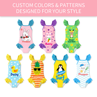 Maillot de bain une pièce à volants personnalisé pour filles, imprimé dessin animé, pour tout-petits, protection solaire UPF 50