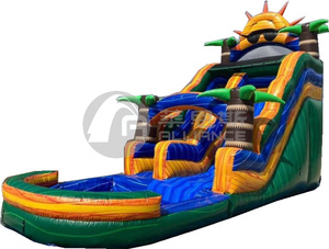 Alliance <span class=keywords><strong>The</strong></span> New Blue Marble Palm Tree Toboganes acuáticos Patio trasero Tobogán de agua inflable con piscina para salpicaduras - Product Image 2