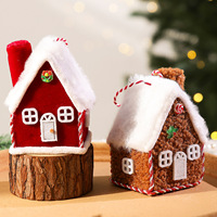 Décoration de Noël en tissu peluche en forme de maison à suspendre, accessoire de scène DIY pour arbre de Noël et vitrine de magasin