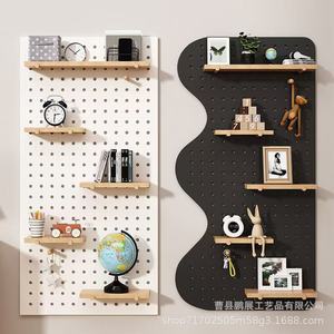 Pegboard Solid Wood <b>Wall</b> <b>Shelf</b> Irregular Shape Office Storage Rack <b>Wall</b> <b>Mounted</b> Display <b>Shelf</b> Neatening Partition - Product Image 3